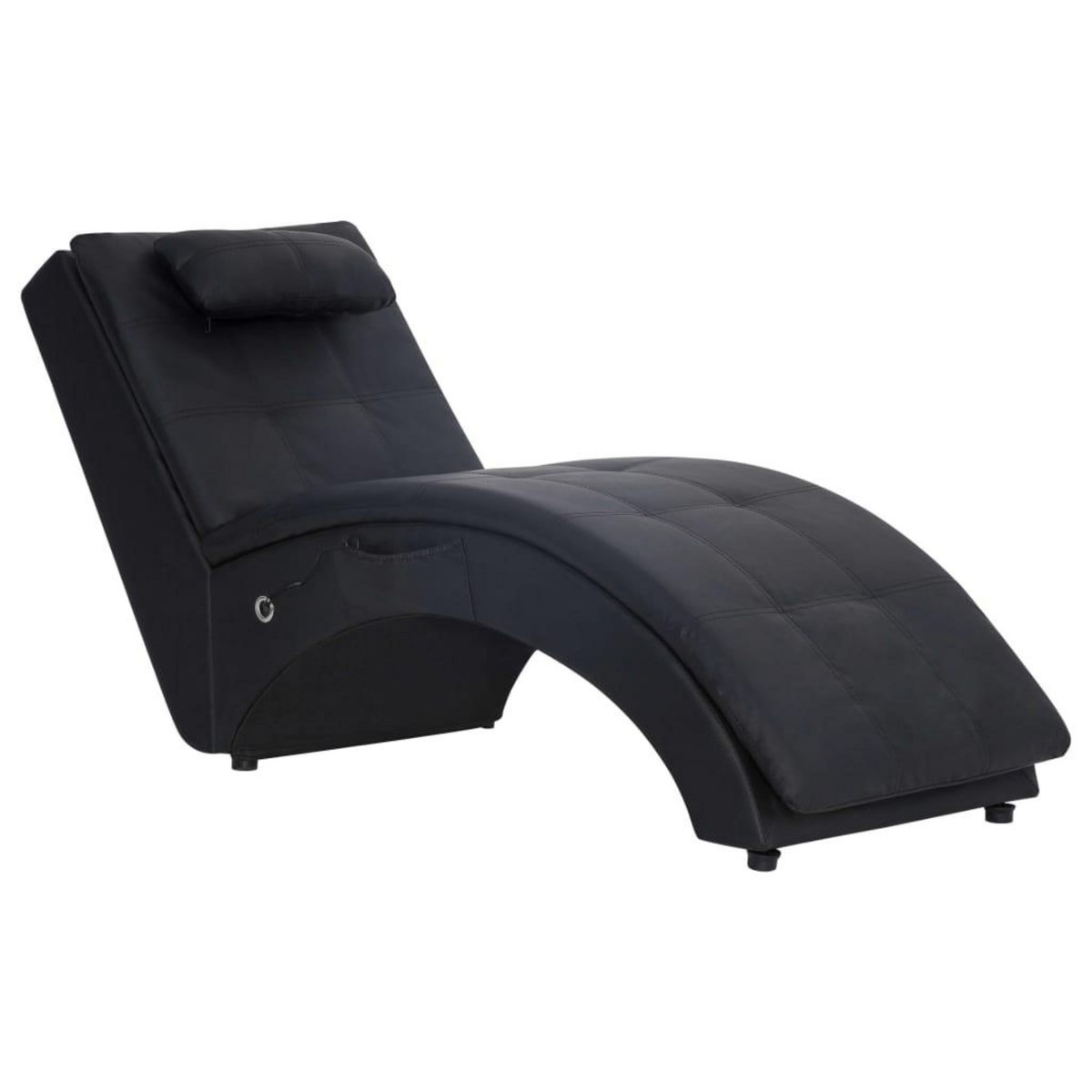 VIDAXL Chaise longue de massage avec oreiller Noir Similicuir