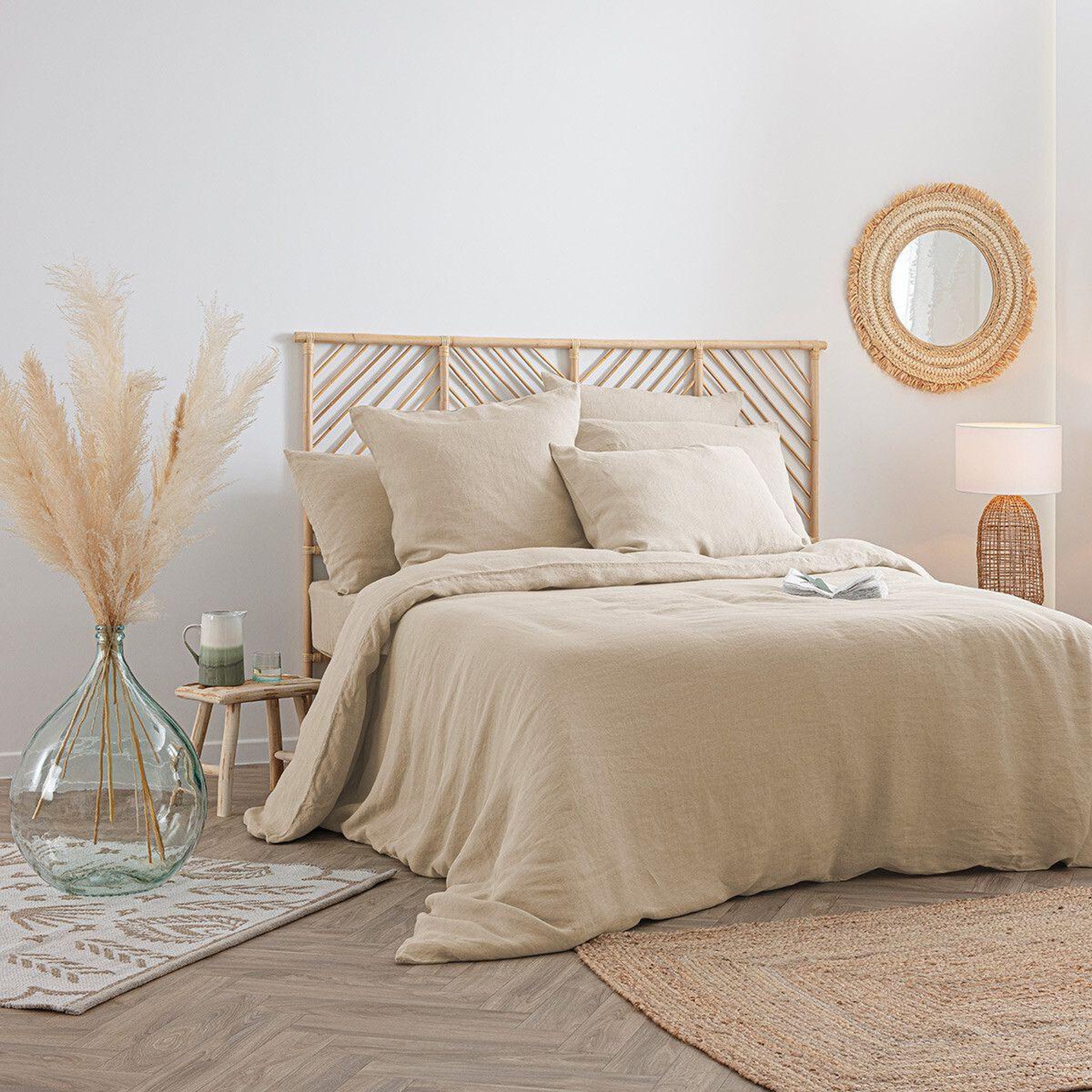 Voir la diapositive 6 : ATMOSPHERA Drap housse en lin  adorable  140x190cm beige lin