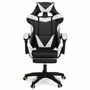 Voir la diapositive 5 : ID MARKET Fauteuil de gaming ALEX réglable avec repose-pied, coussin de tête et coussin lombaire noir et blanc