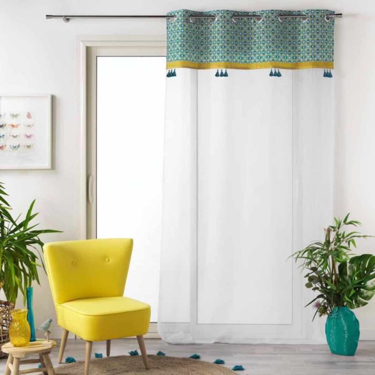 Paris Prix Rideau Voilage à Œillets  Callao  140x240cm Bleu