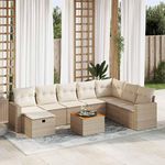 VIDAXL Salon de jardin avec coussins 9 pcs beige resine tressee