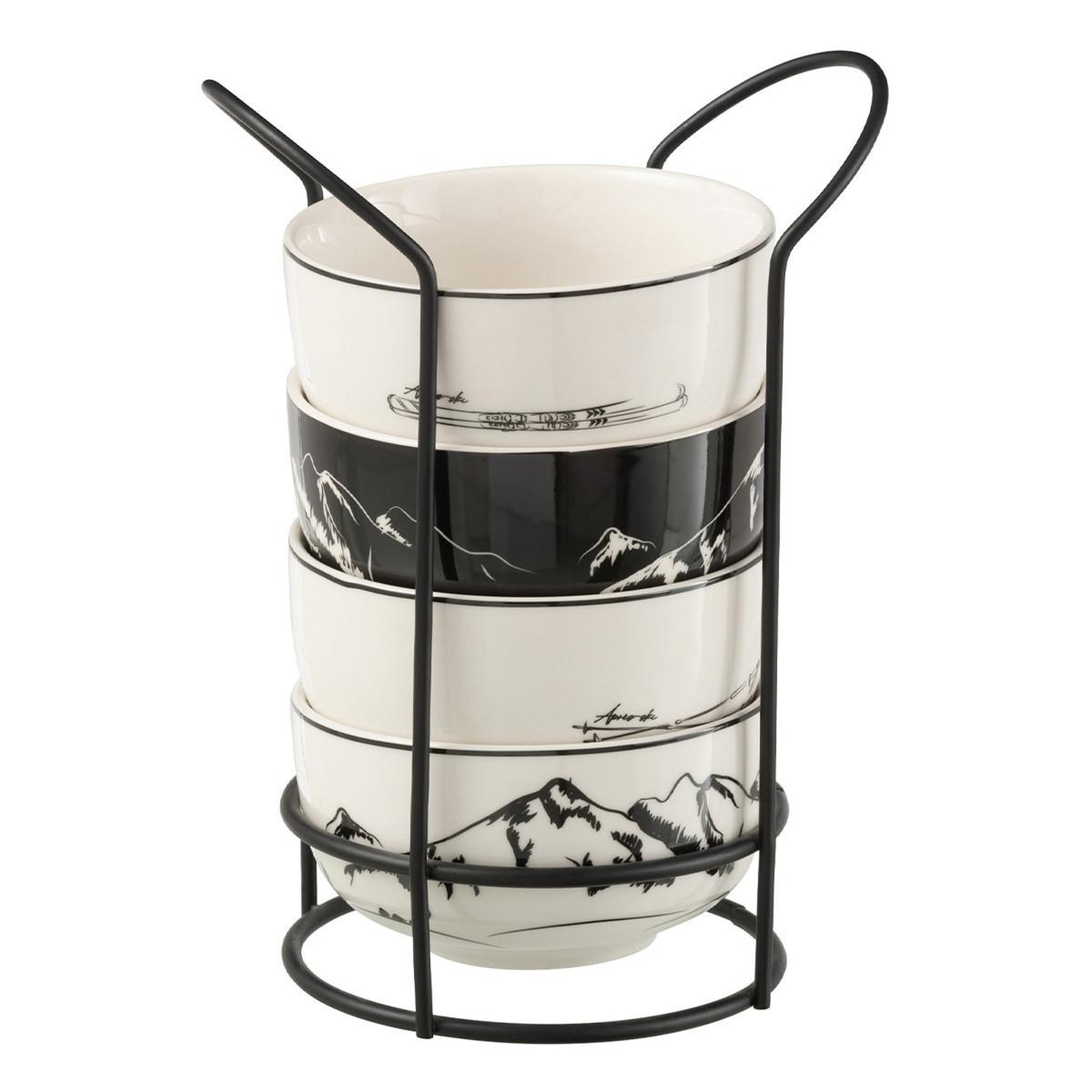 Voir la diapositive 1 : J-LINE Lot de 4 bols avec socle  après-ski  11cm blanc