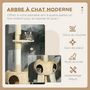 Voir la diapositive 4 : PAWHUT Arbre à chat style cosy naturel réglable H. 225-255 cm - niche, 2 rampes, plateforme, hamac - douce peluche courte beige