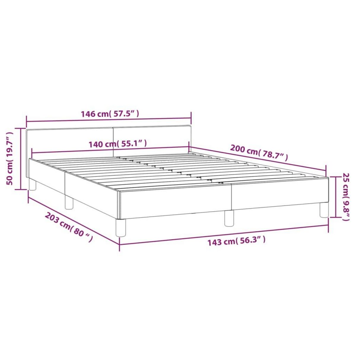 VIDAXL Cadre de lit sans matelas gris fonce 140x200 cm tissu