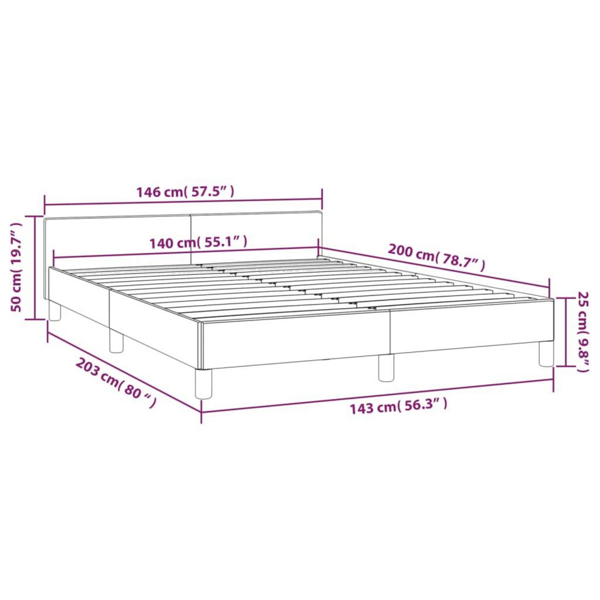 VIDAXL Cadre de lit sans matelas gris fonce 140x200 cm tissu
