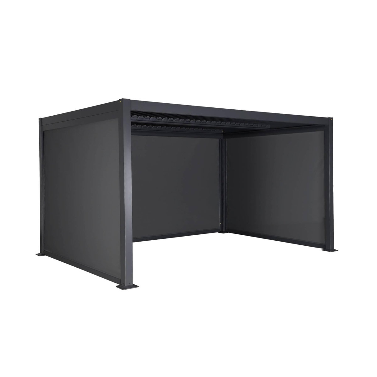 SWEEEK Pergola bioclimatique aluminium et acier 3x4m lames orientables + 2 stores 3m + 1 store 4m PALACE anthracite