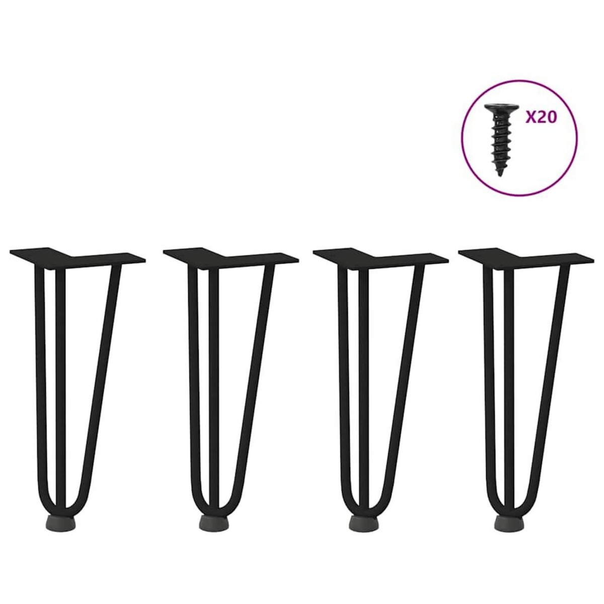 VIDAXL Pieds de table en forme d'epingle a cheveux 4 pcs noir 30 cm