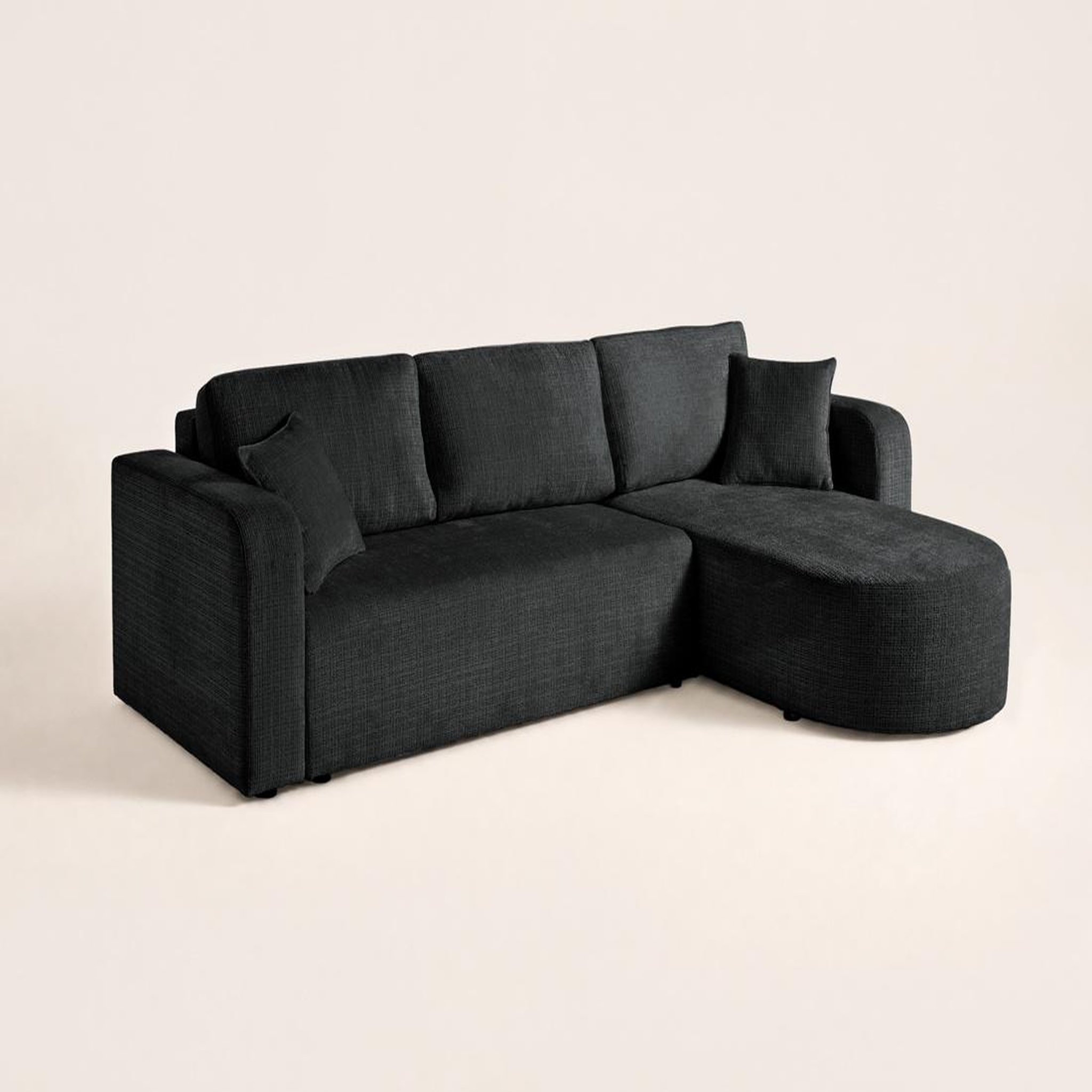 Voir la diapositive 5 : BEST MOBILIER Miro - canapé d'angle réversible - 4 places - convertible avec coffre - en velours texturé