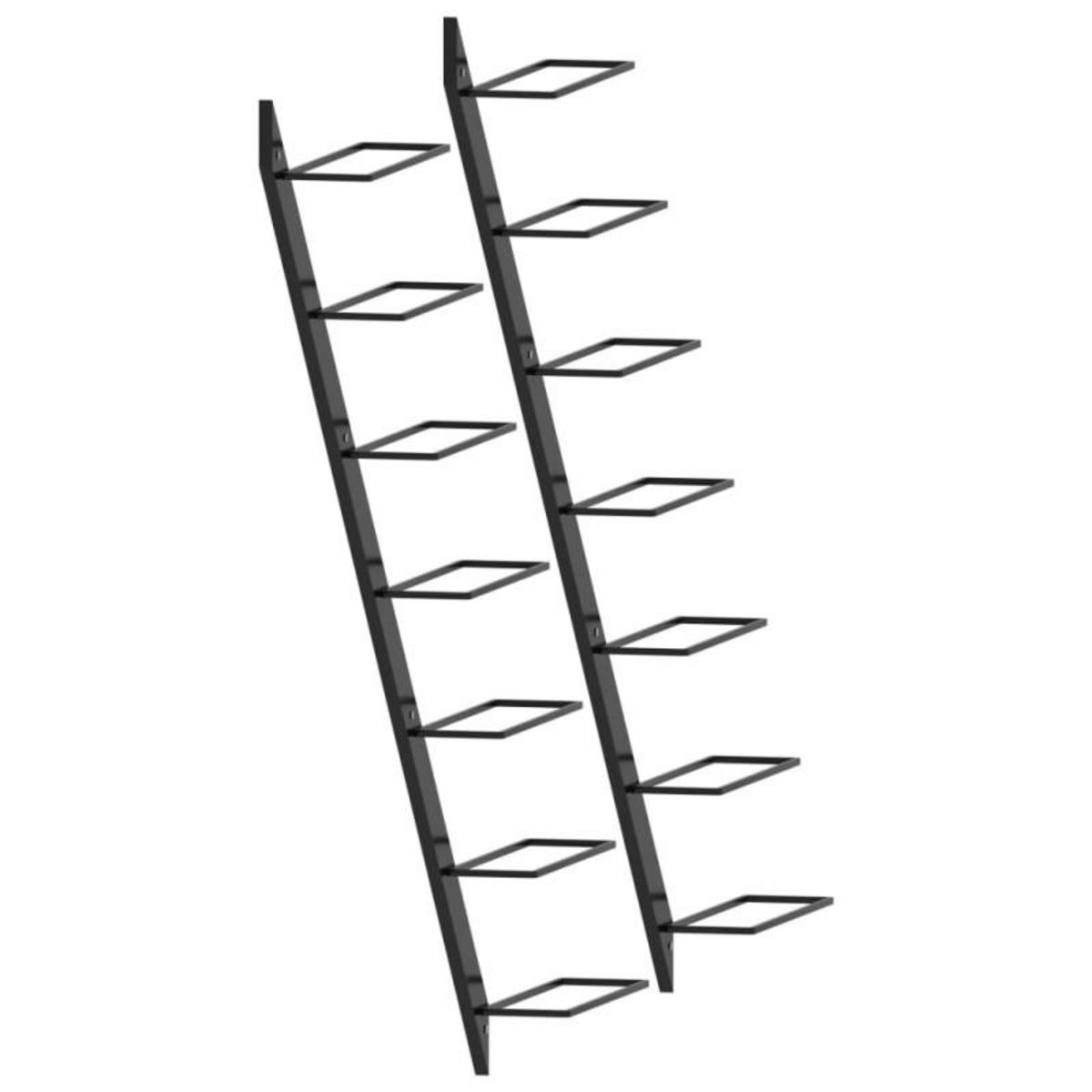 VIDAXL Casiers à bouteilles muraux pour 14 bouteilles 2 pcs Noir Métal