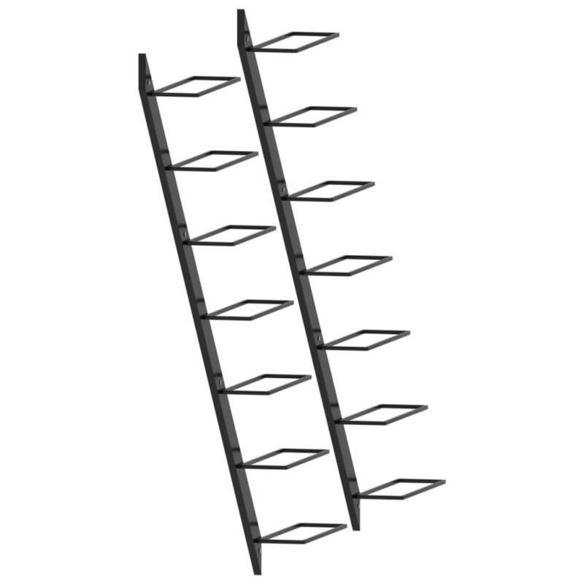 VIDAXL Casiers à bouteilles muraux pour 14 bouteilles 2 pcs Noir Métal