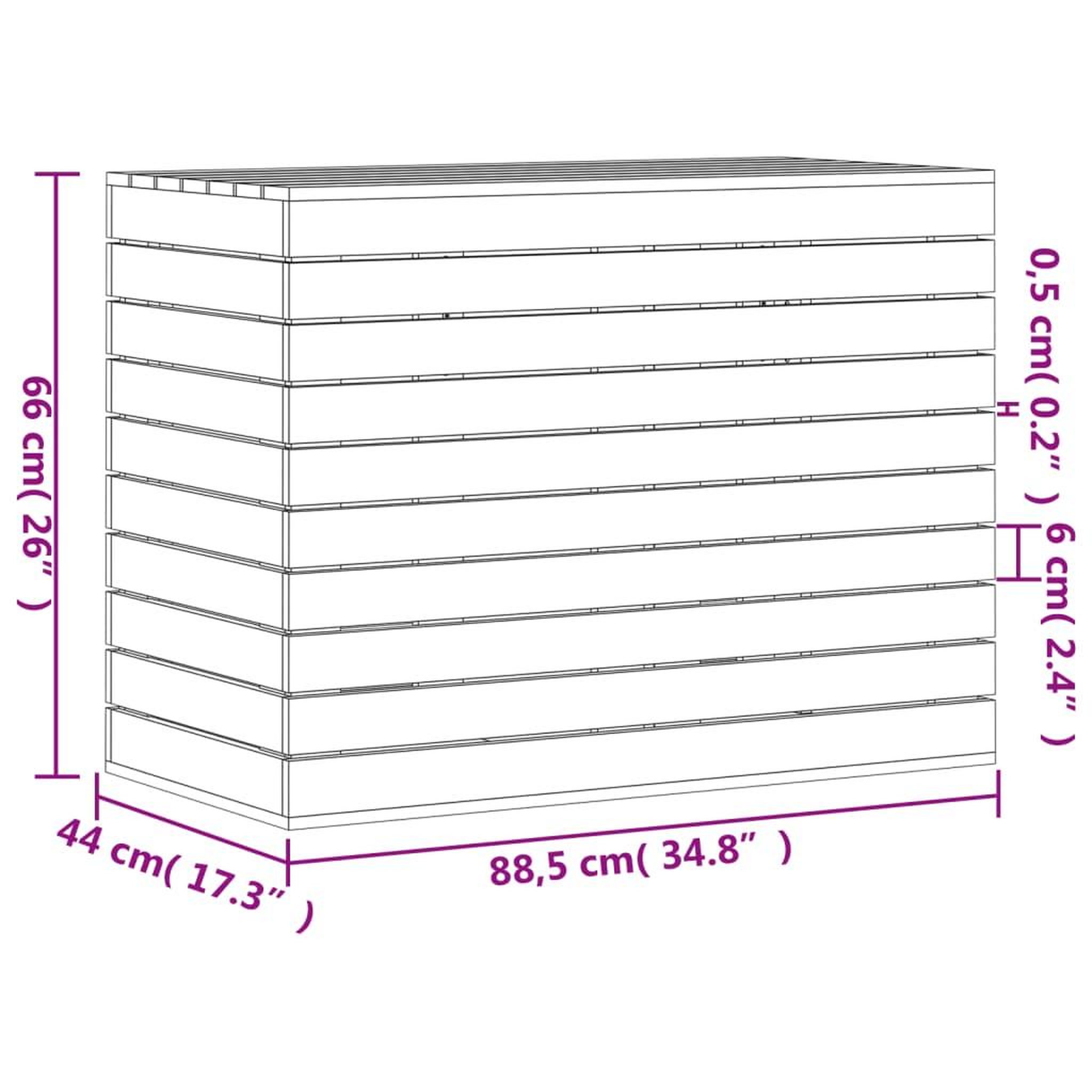 Voir la diapositive 6 : VIDAXL Panier a linge blanc 88,5x44x66 cm bois massif de pin