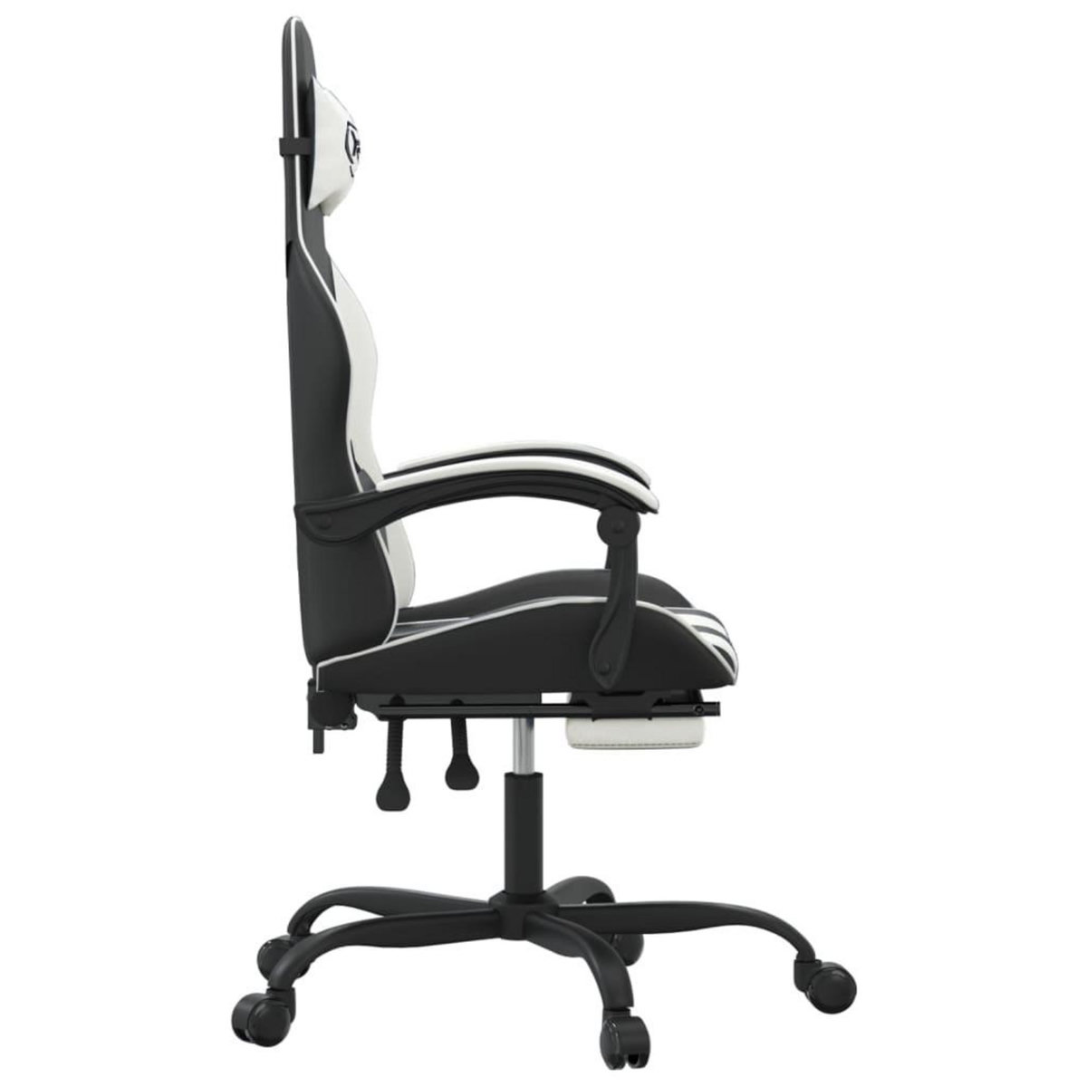 VIDAXL Chaise de jeu pivotante et repose-pied Noir et blanc Similicuir