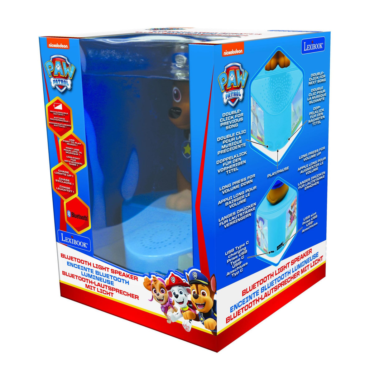 Lexibook Enceinte Bluetooth avec figurine lumineuse de Chase