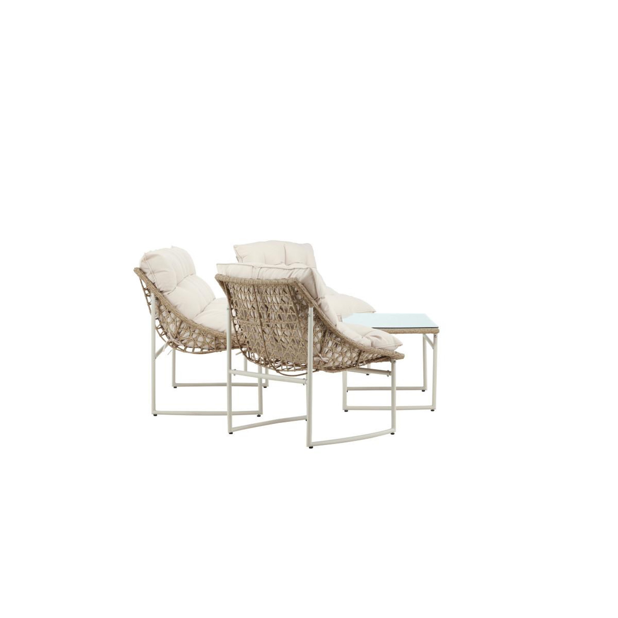 Voir la diapositive 3 : Paris Prix Salon de jardin en rotin 4 places  tina  118cm beige