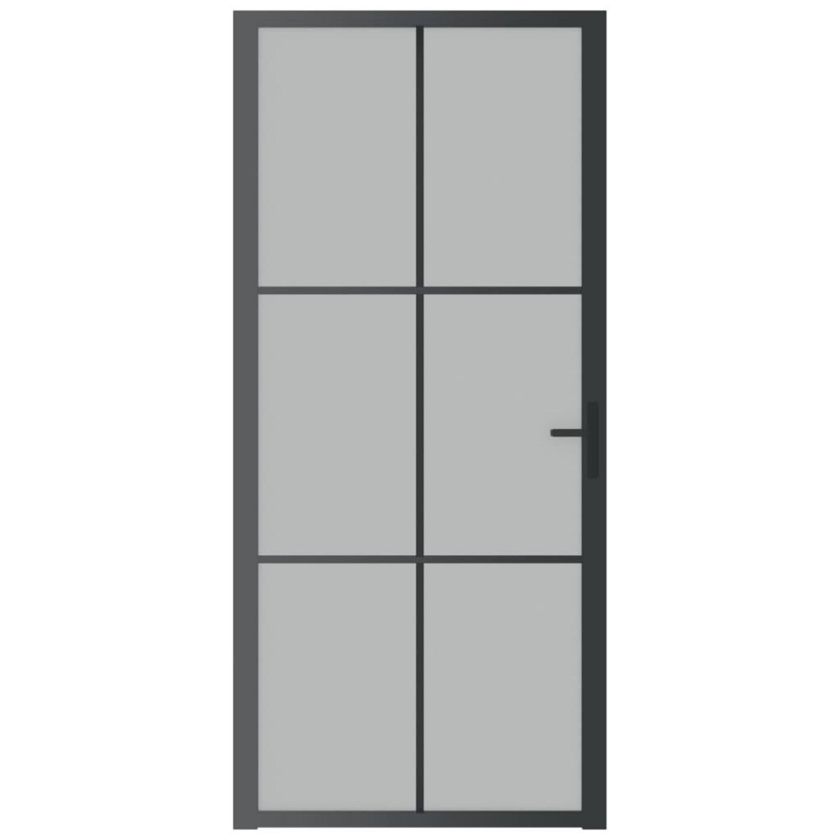 VIDAXL Porte interieure 93x201,5 cm Noir Verre mat et aluminium