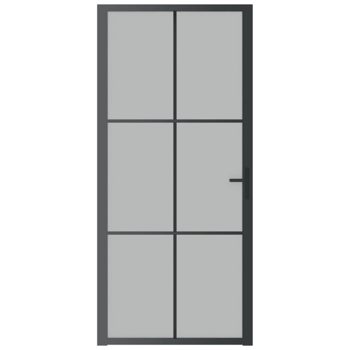 VIDAXL Porte interieure 93x201,5 cm Noir Verre mat et aluminium