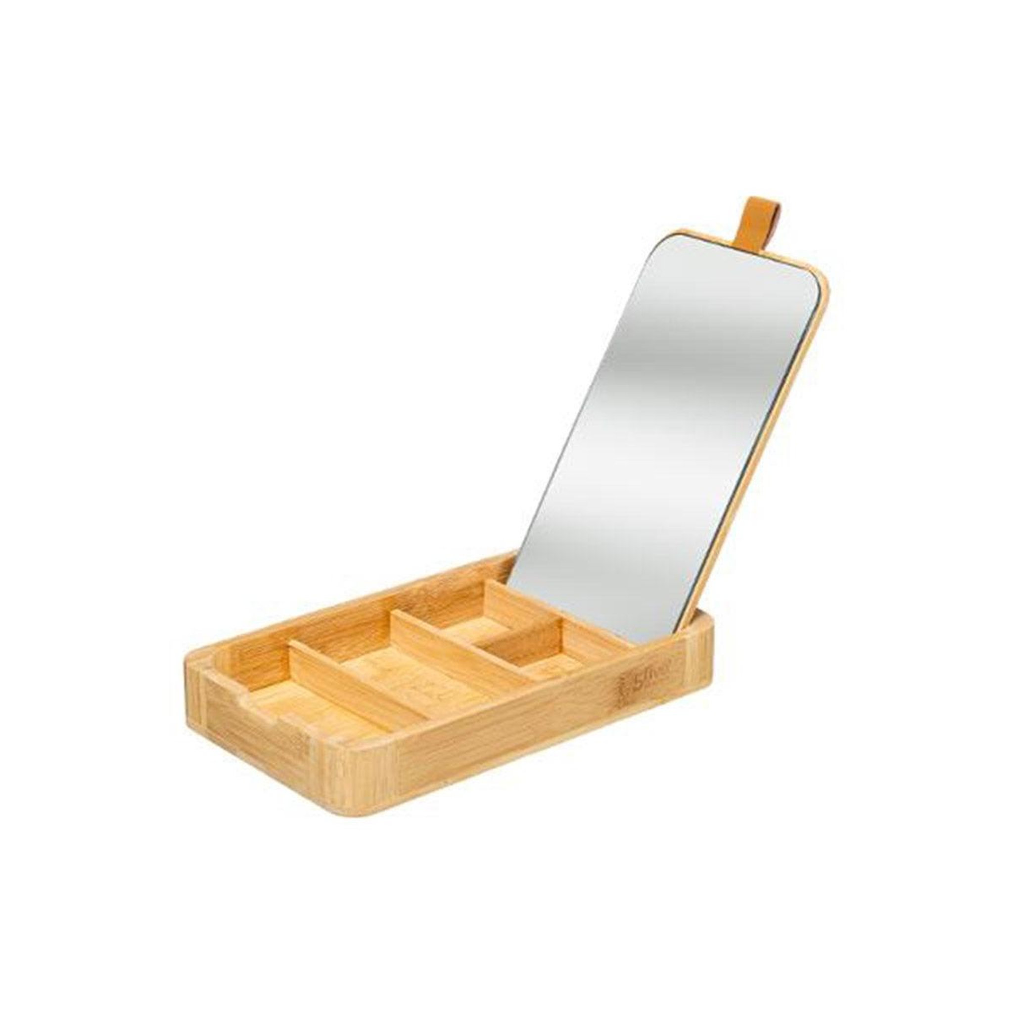 Voir la diapositive 2 : FIVE Boîte à bijoux & miroir  bambou  24cm naturel