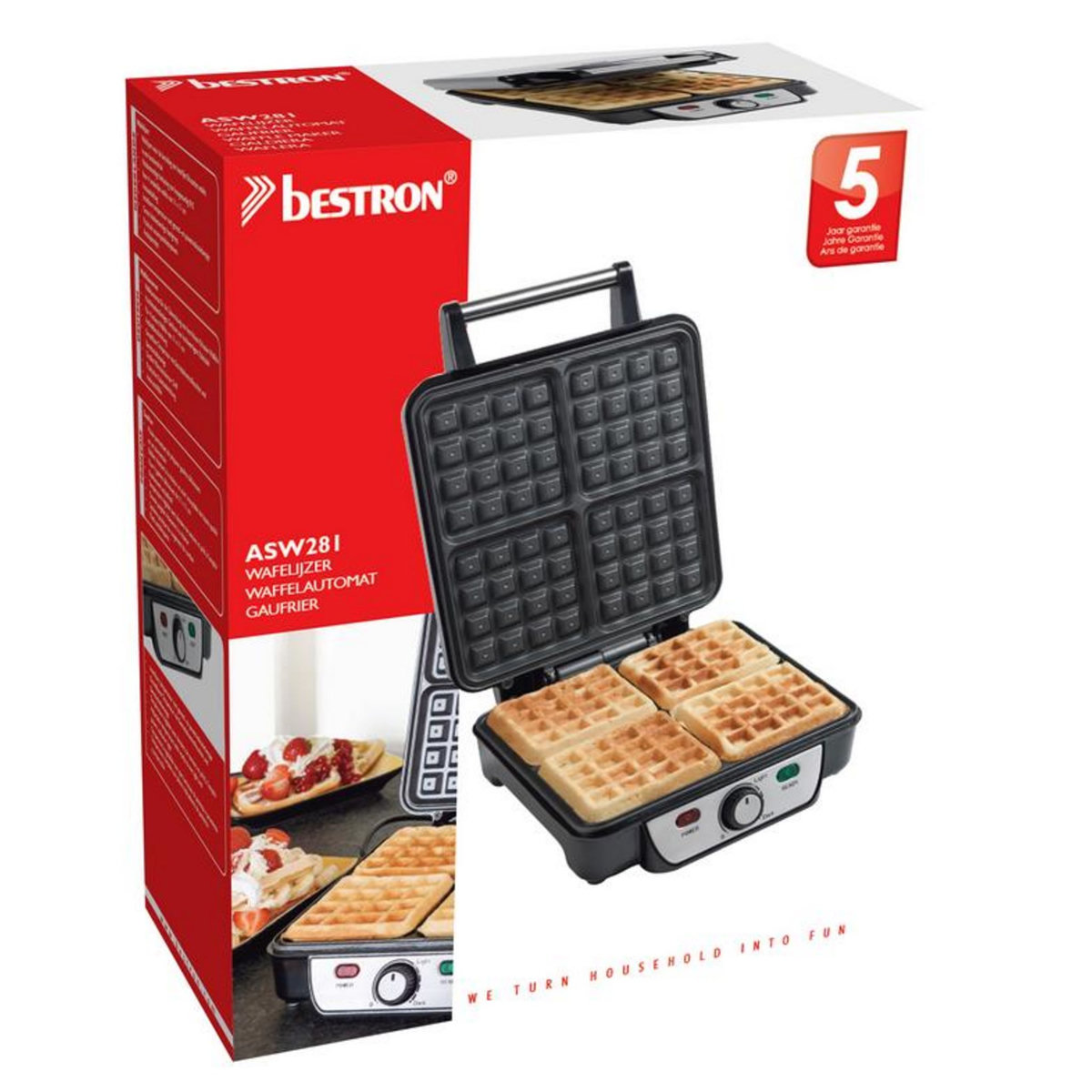 Bestron Gaufrier 1100w noir/inox - asw281