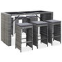 Voir la diapositive 1 : VIDAXL Meuble de bar de jardin 7 pcs et coussins Resine tressee Gris