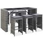 Voir la diapositive 1 : VIDAXL Meuble de bar de jardin 7 pcs et coussins Resine tressee Gris