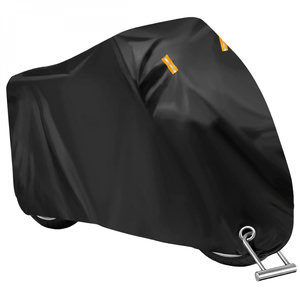 Housse De Moto Imperméable Pour BMW R 80 RT - Taille XL 246x105x127 Cm, Polaire Noire, Bandes Fluo, Trou Pour Chaîne