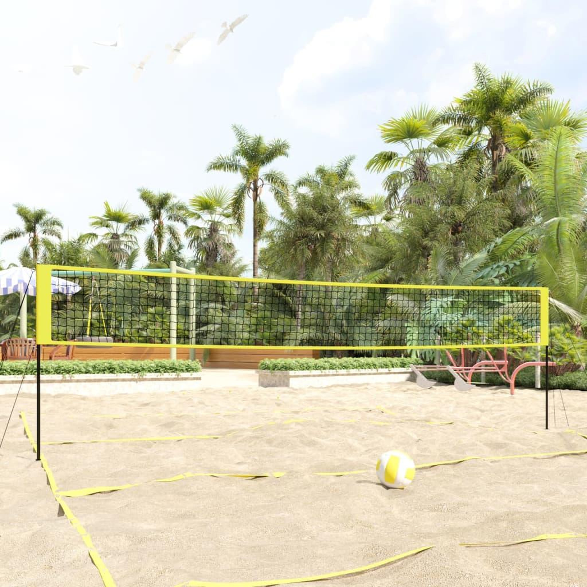 Voir la diapositive 2 : VIDAXL Filet de volley-ball jaune et noir 823x244 cm PE tissu