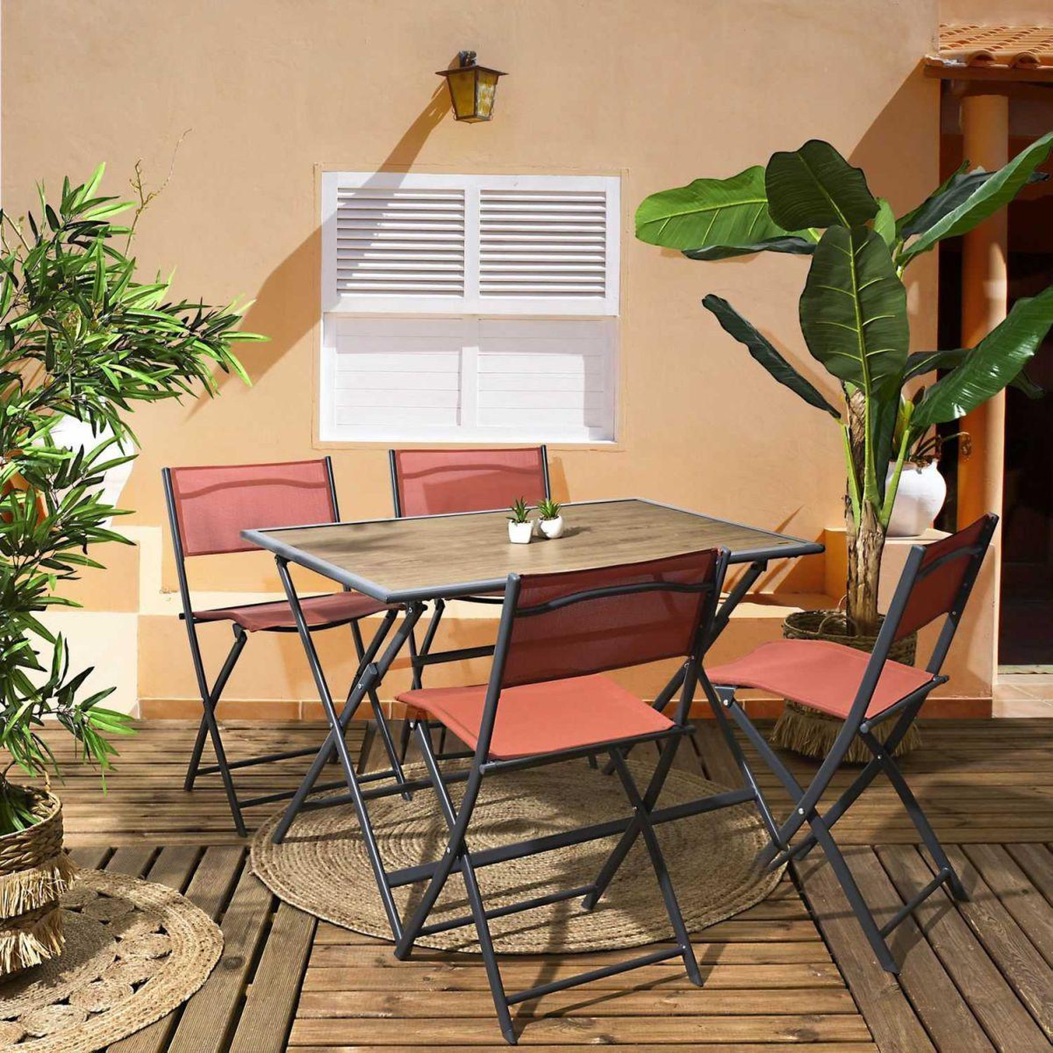 Voir la diapositive 4 : The Home Deco Factory Table de jardin pliable  barcelone  110cm gris & naturel