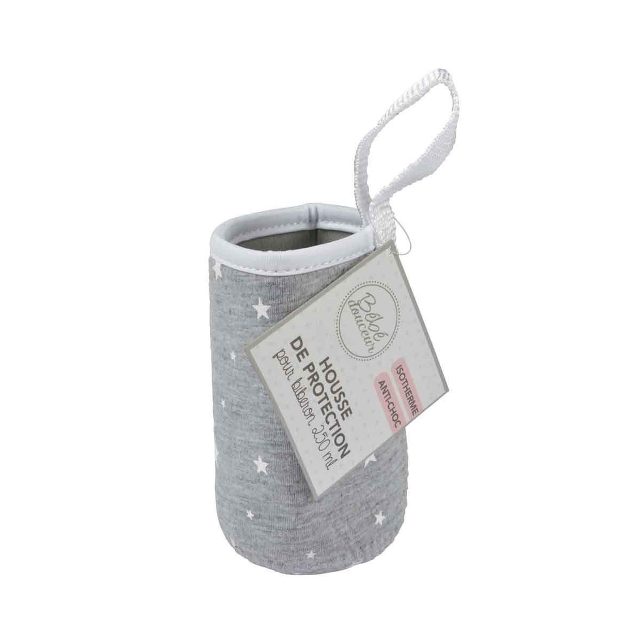 Voir la diapositive 2 : BEBE DOUCEUR Housse de protection pour biberon  col étroit  14cm gris