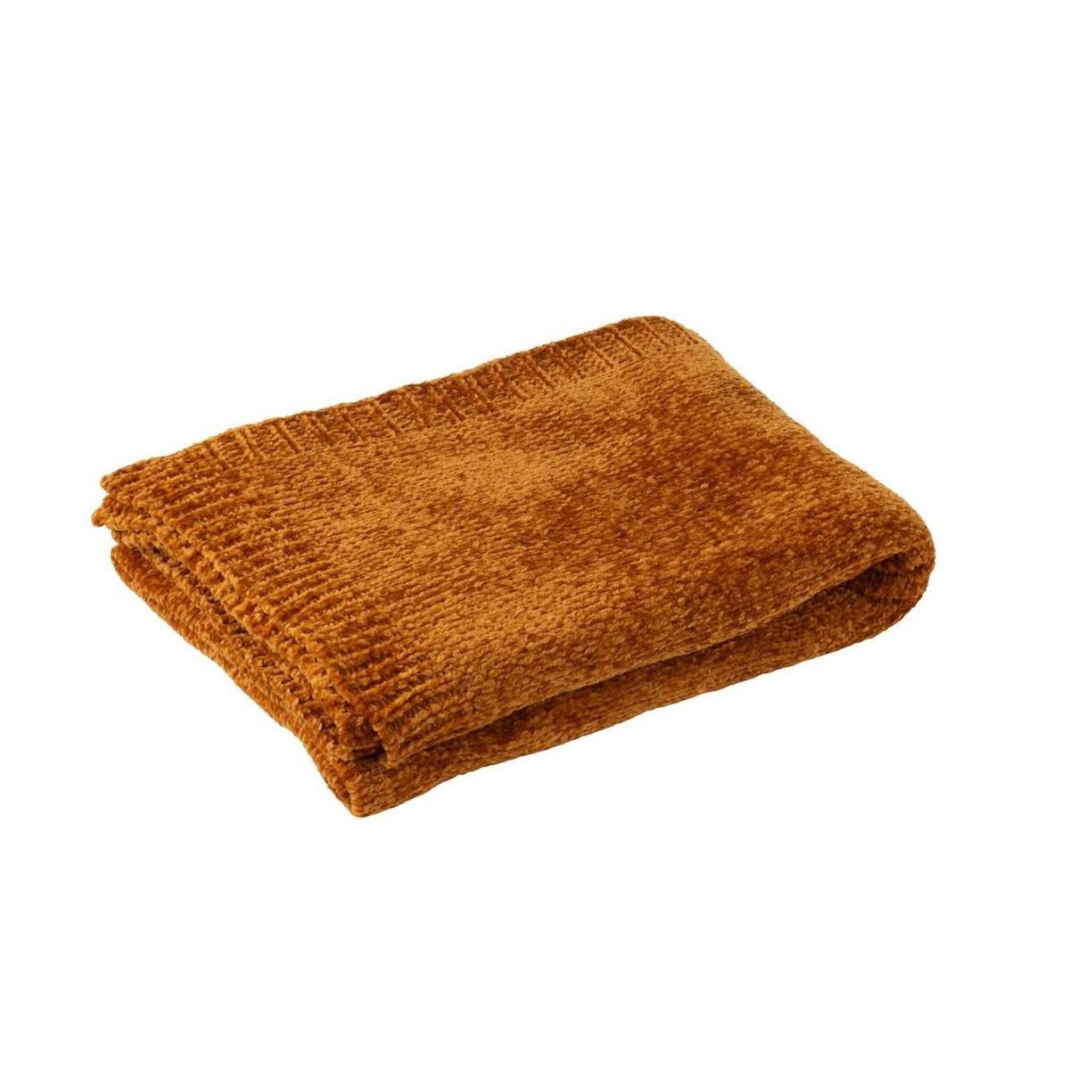 Paris Prix Plaid Uni Chenille  Bradly  130x170cm Rouille