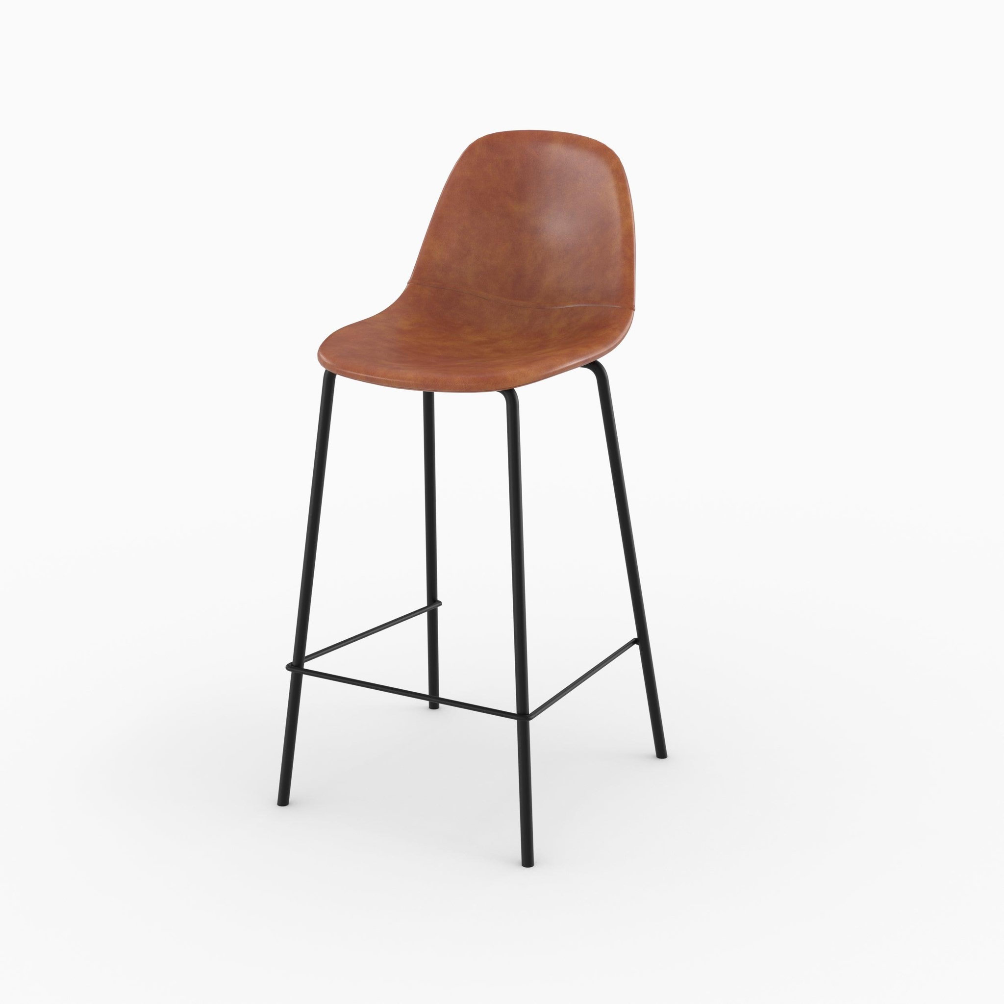 MAISON PAVANE Chaise pour îlot central en cuir synthétique camel 65 cm-henrik