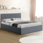 Voir la diapositive 4 : ID MARKET Lit coffre double AUSTIN avec tête de lit et sommier 140 x 190 cm PVC gris