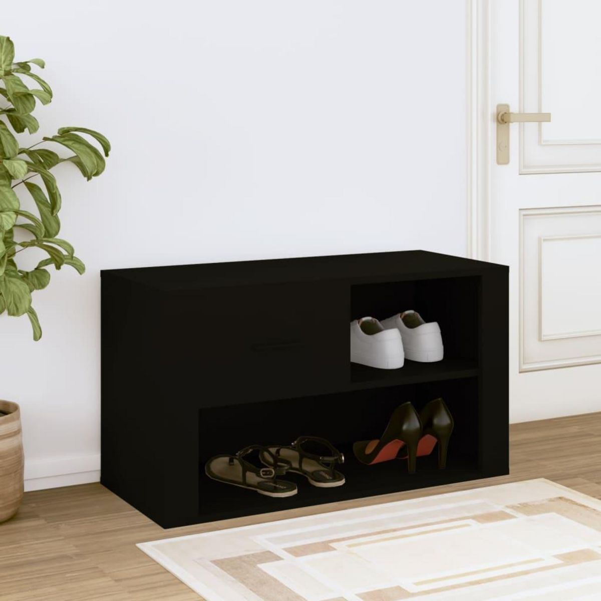 VIDAXL Armoire a chaussures Noir 80x35x45 cm Bois d'ingenierie