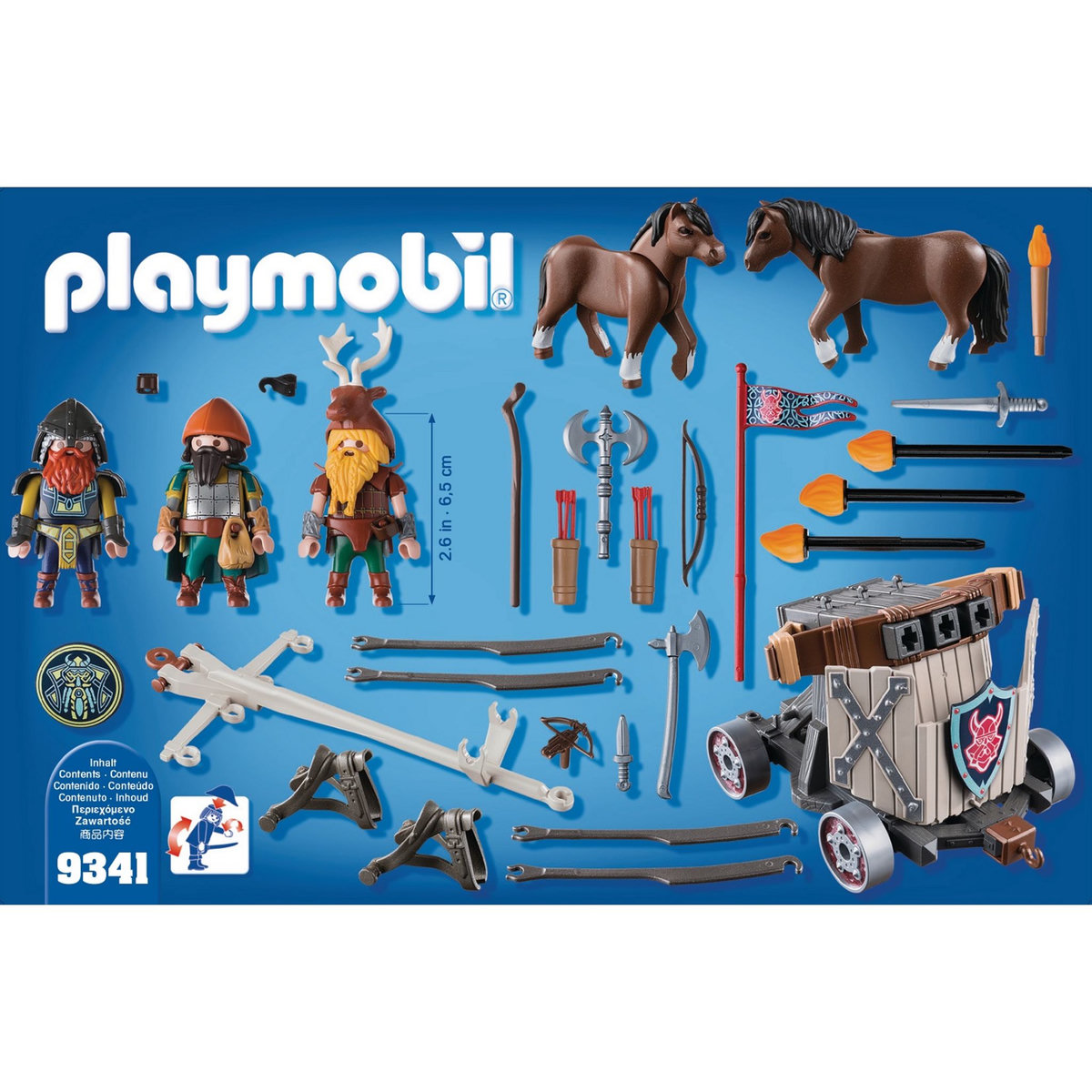 PLAYMOBIL 9341 - Knights - Char de combat, baliste et nains
