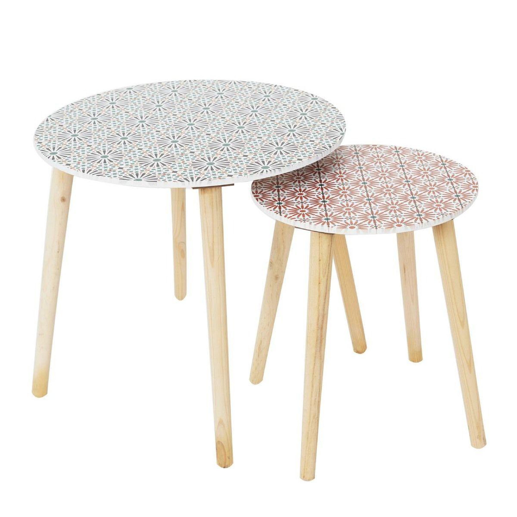 The Home Deco Factory Lot de 2 tables gigognes d'appoint  patio  48cm rouge & noir