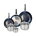 ELO Ensemble de 3 Poêles de cuisson 24, 28 et 32 cm et 3 faitouts 12, 16 et 20 cm Elo Prima Brillant