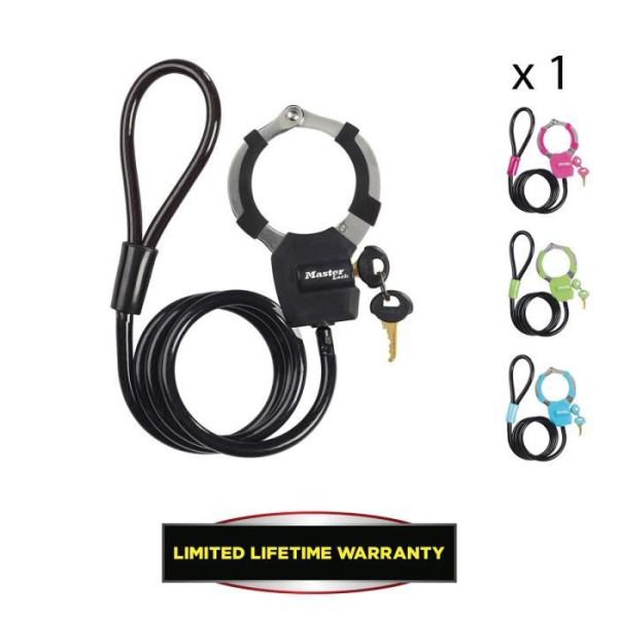 Voir la diapositive 2 : Master lock Antivol a Clé avec Menotte - Master Lock 8275EURDPRO - 1m - Idéal pour trottinettes - Noir