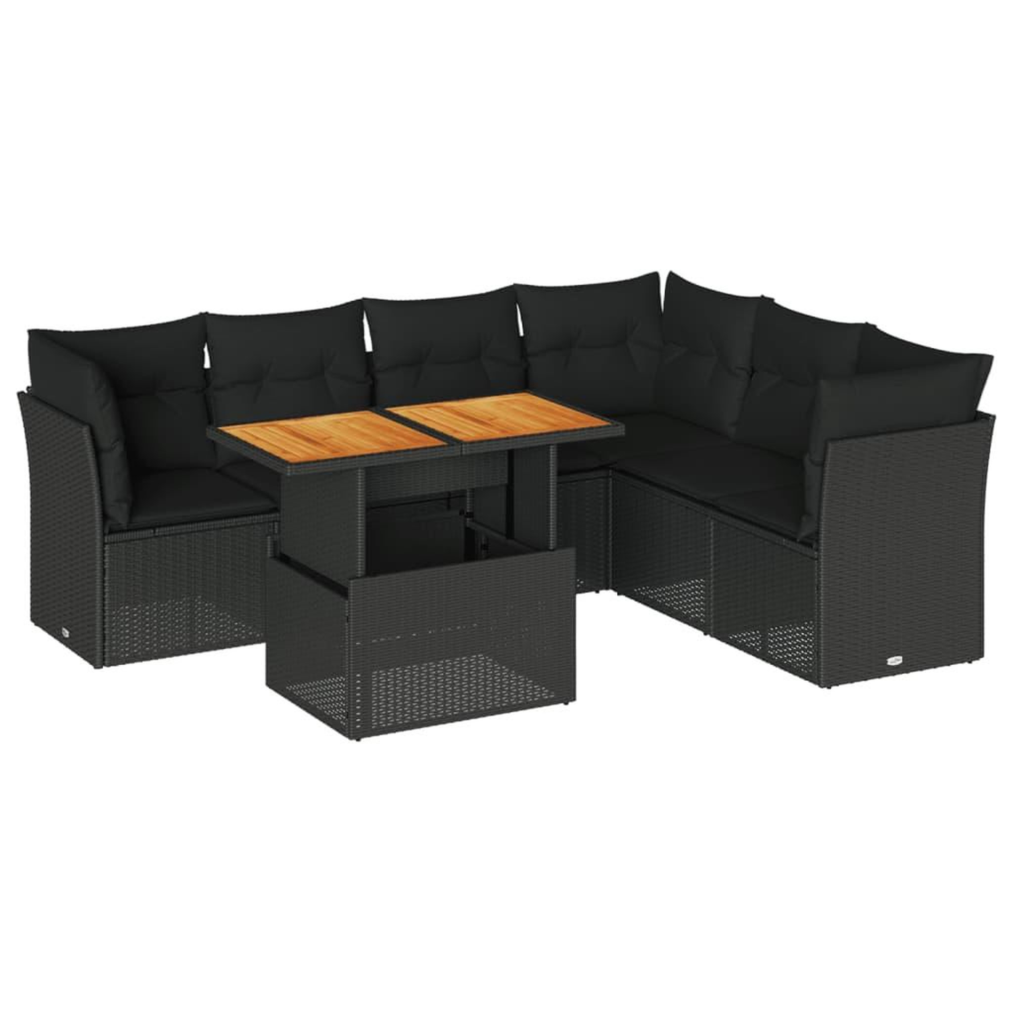 Voir la diapositive 2 : VIDAXL Salon de jardin 7 pcs avec coussins noir resine tressee