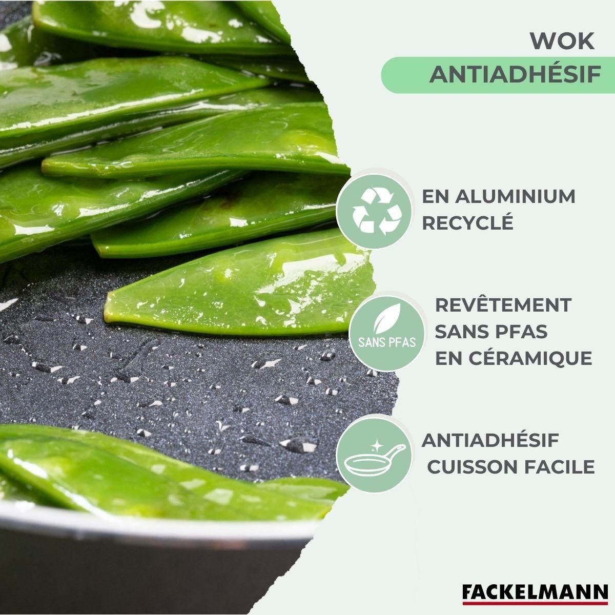 Fackelmann Wok 20 cm aluminium revêtement céramique antiadhésif sans PFAS Fackelmann Brandao