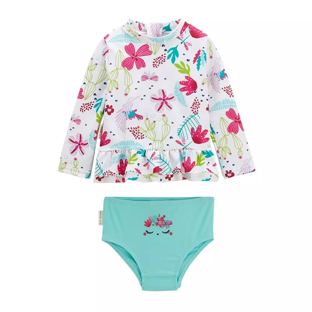 Petit Béguin Maillot de bain enfant 2 pièces t-shirt de protection UV & culotte Tropic Coco