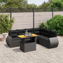 Voir la diapositive 1 : VIDAXL Salon de jardin 7 pcs avec coussins noir resine tressee
