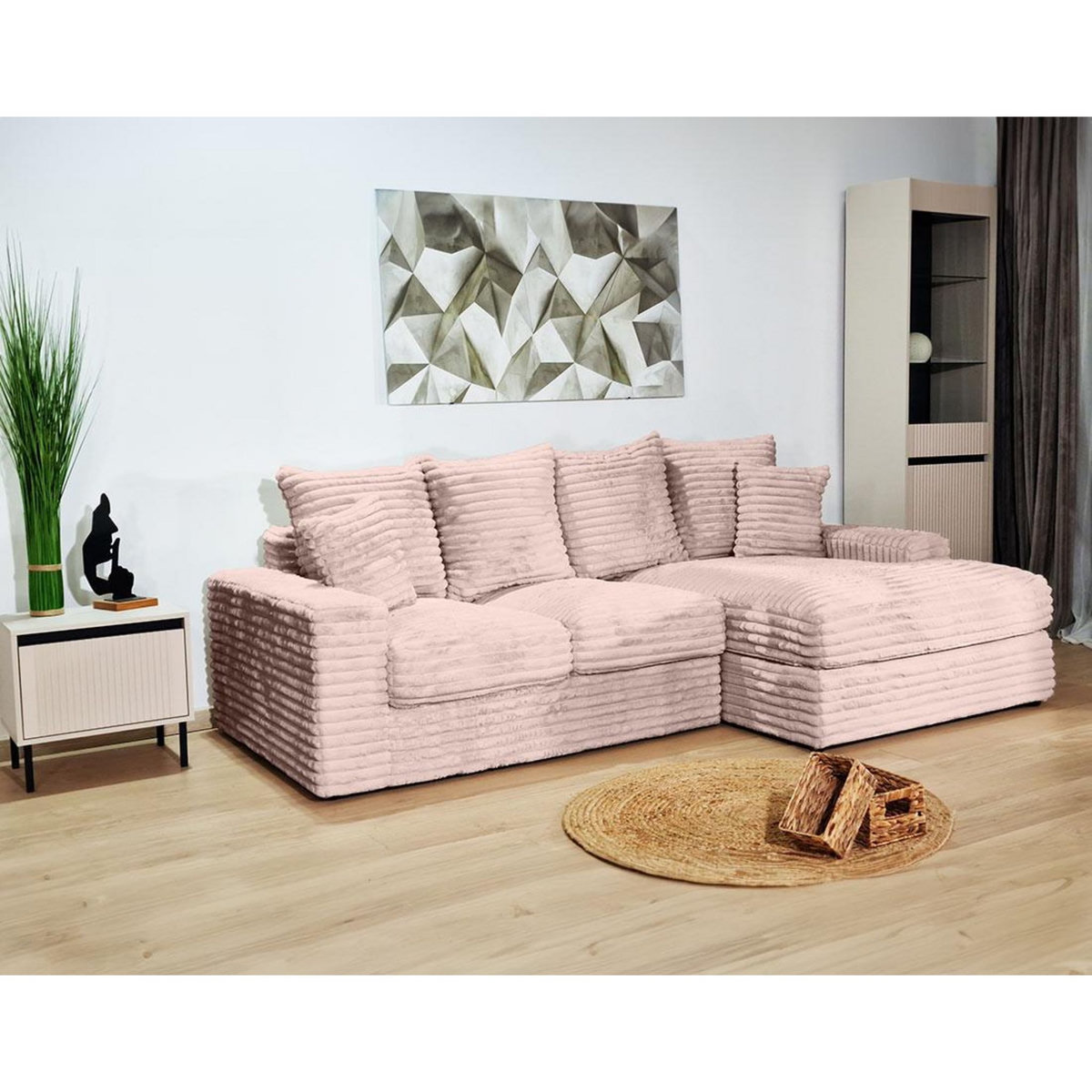 LISA DESIGN Andy - canapé d'angle droit 4 places en fausse fourrure côtelée