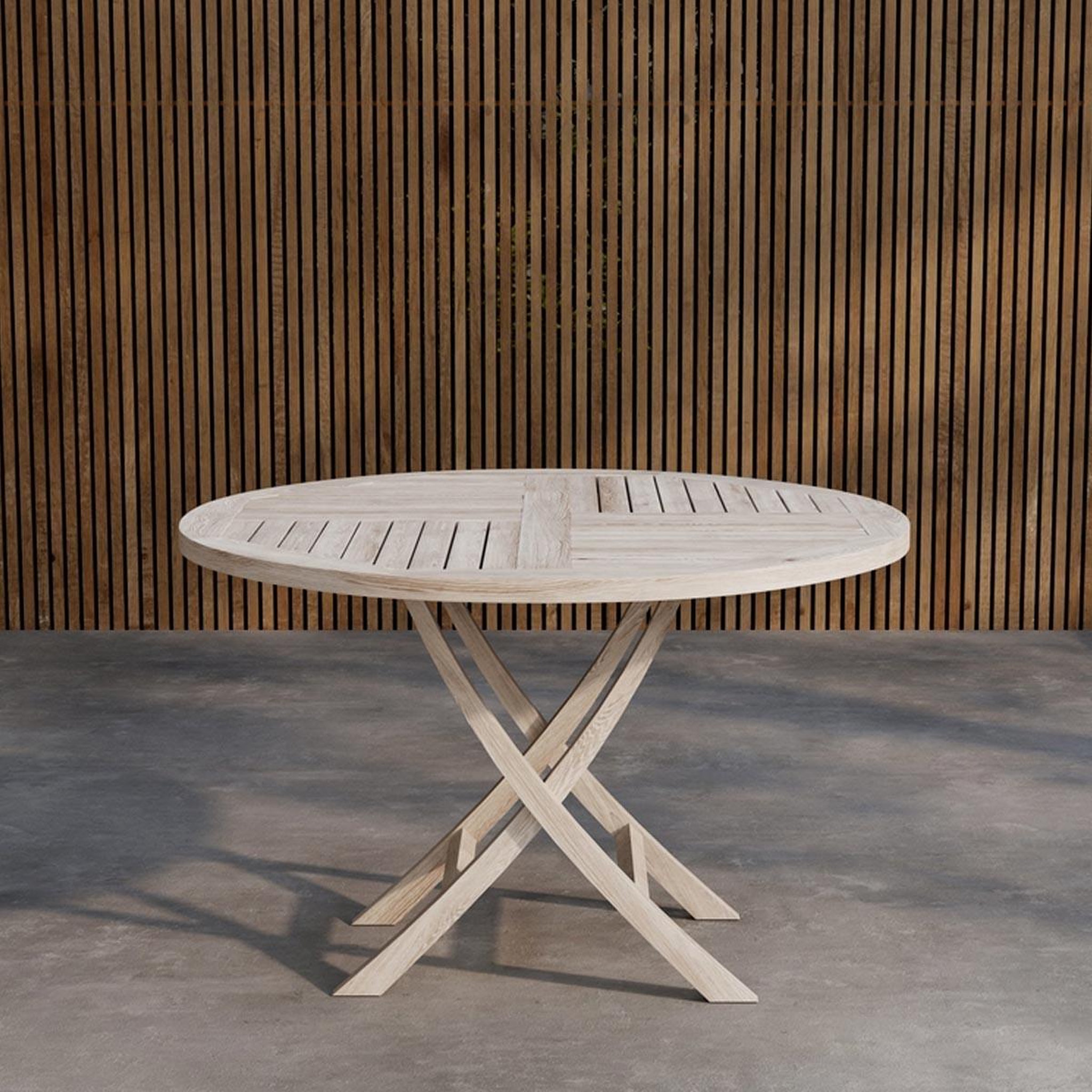 Voir la diapositive 3 : Paris Prix Table de Jardin Ronde  Kenya  120cm Naturel Blanchi
