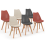 Voir la diapositive 1 : ID MARKET Lot de 6 chaises scandinaves SARA mix color gris foncé x2, terracotta x2, beige x2