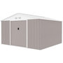 Voir la diapositive 6 : MARKET24 JUPITER Abri de jardin en métal 10,85 m² - 340 x 319 x 210 cm - Kit d'ancrage inclus, 2 portes coulissantes - Taupe