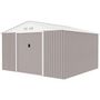 Voir la diapositive 6 : MARKET24 JUPITER Abri de jardin en métal 10,85 m² - 340 x 319 x 210 cm - Kit d'ancrage inclus, 2 portes coulissantes - Taupe