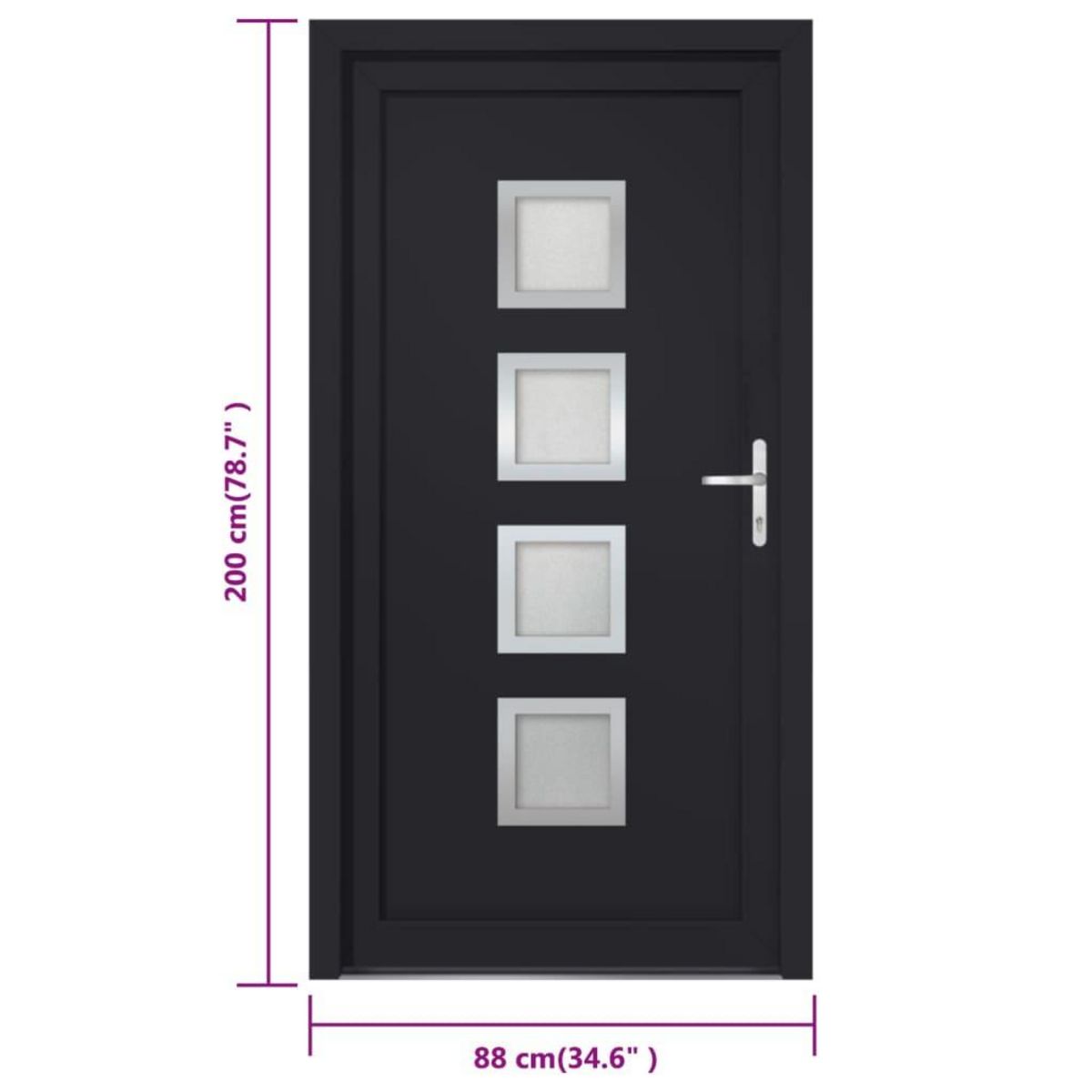 VIDAXL Porte d'entree anthracite 88x200 cm PVC
