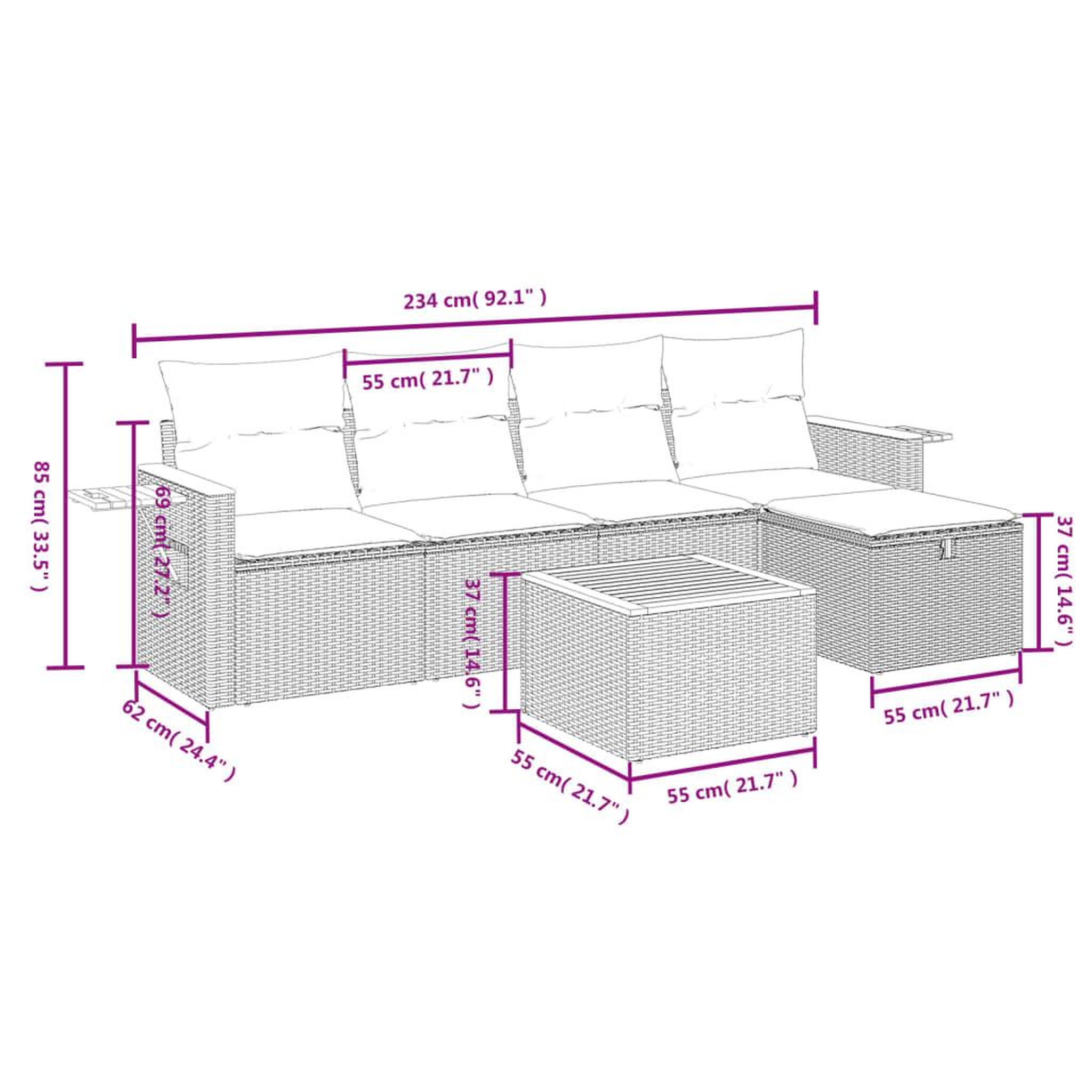 Voir la diapositive 4 : VIDAXL Salon de jardin 6 pcs avec coussins noir resine tressee