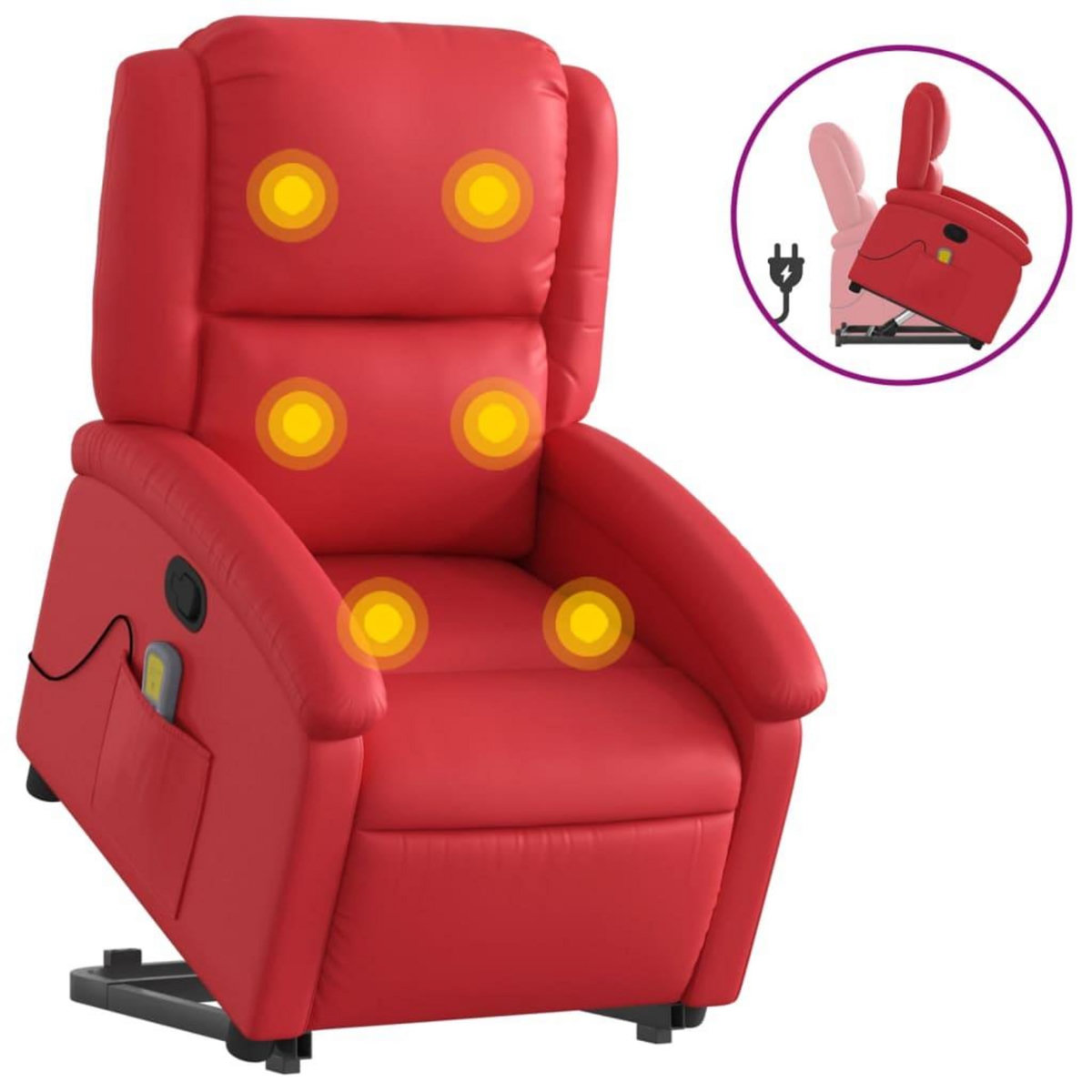 VIDAXL Fauteuil inclinable de massage Rouge Similicuir