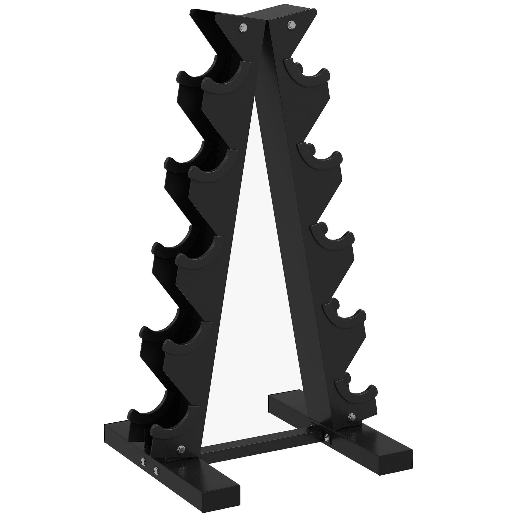 Voir la diapositive 1 : HOMCOM Support d'haltères à 5 niveaux - support de stockage d'haltères - charge max. 100 Kg - acier noir