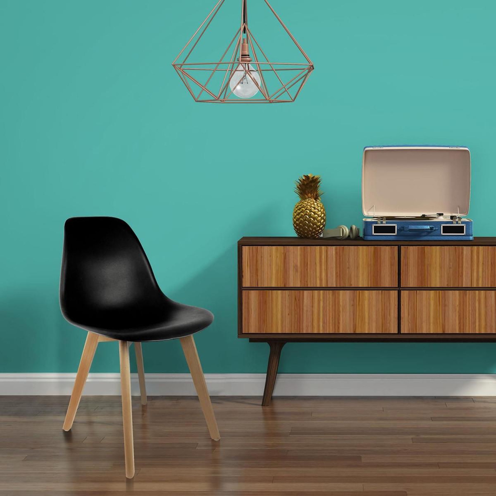 Voir la diapositive 6 : The Home Deco Factory Lot de 4 chaises scandinave  atun  86cm noir